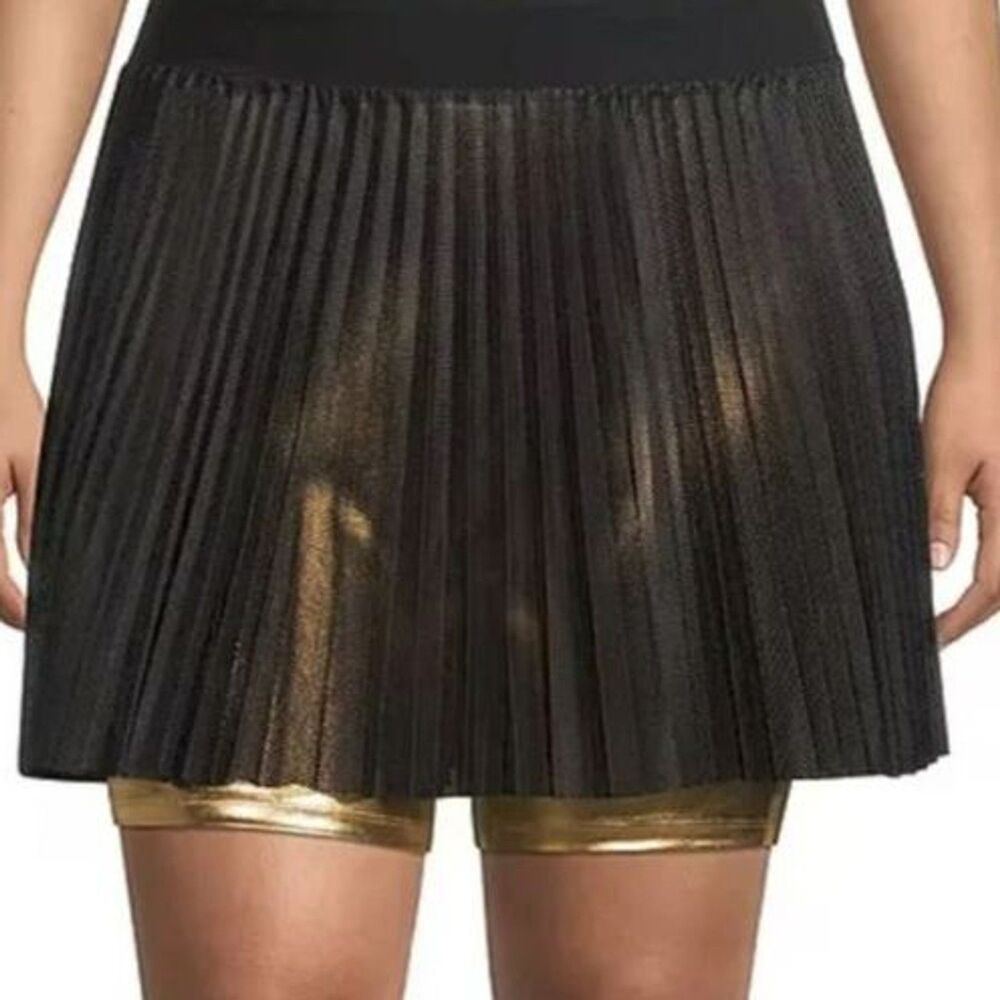 Sports Illustrated Black Gold Pleated Tennis Skort Plus Size 3X